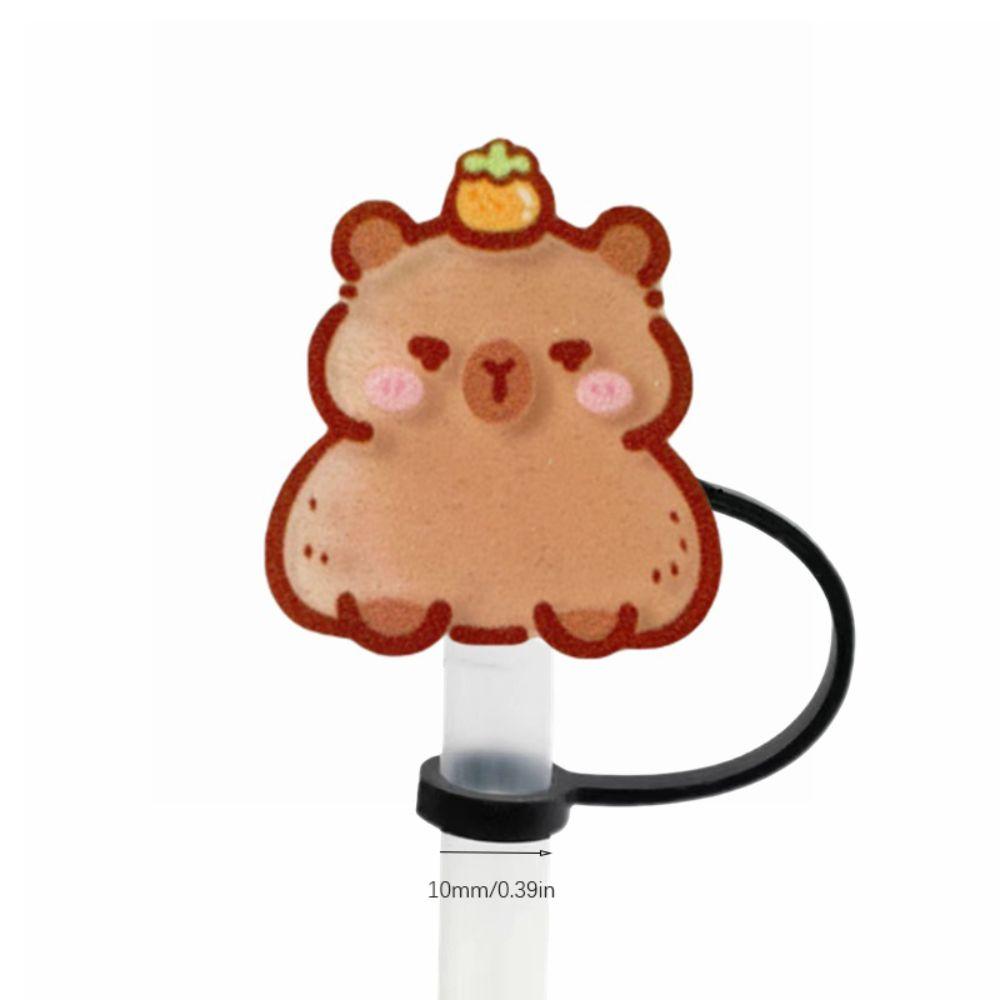 Capybara Straw Tip Covers Cute Spill Proof Stopper Set Creative Capybara Straw Covers Cap