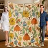 1 Piece Floral Pattern Beige Flannel Blanket, Soft, Suitable for Sofa, Bed, Office, All-season Use.