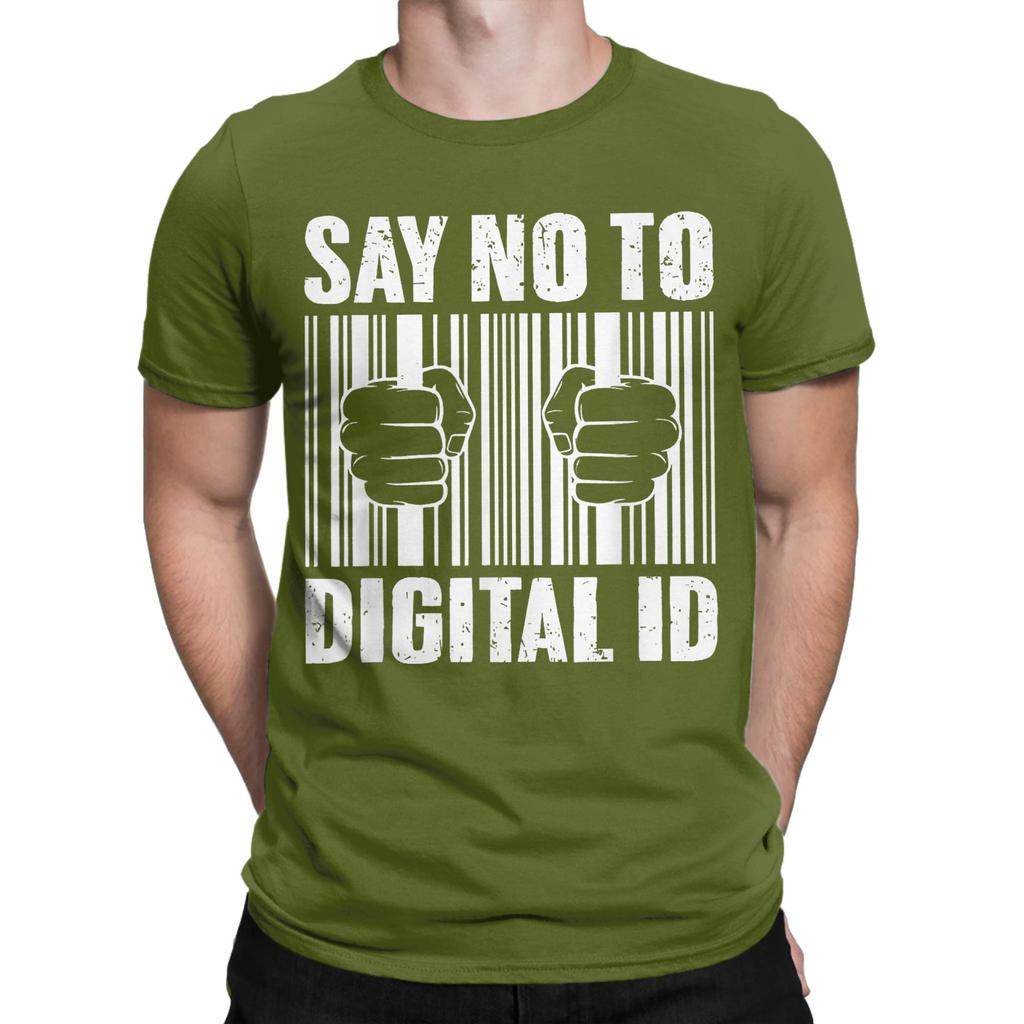 Say No To Digital Id British Men's T Shirts BritCard Protest Privacy Funny Tees Short Sleeve T-Shirt 100% Cotton Adult Clothing
