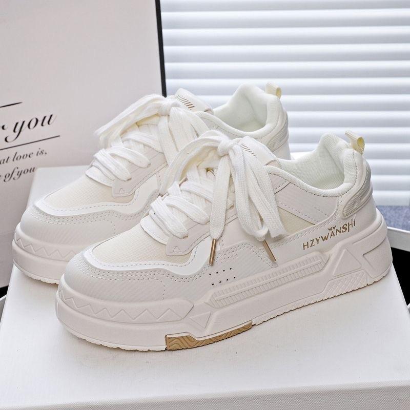 Women's Fashion Platform Sneakers Height Increasing Knit Mesh Comfortable Lightweight Casual White Shoes Autumn  New Trendy