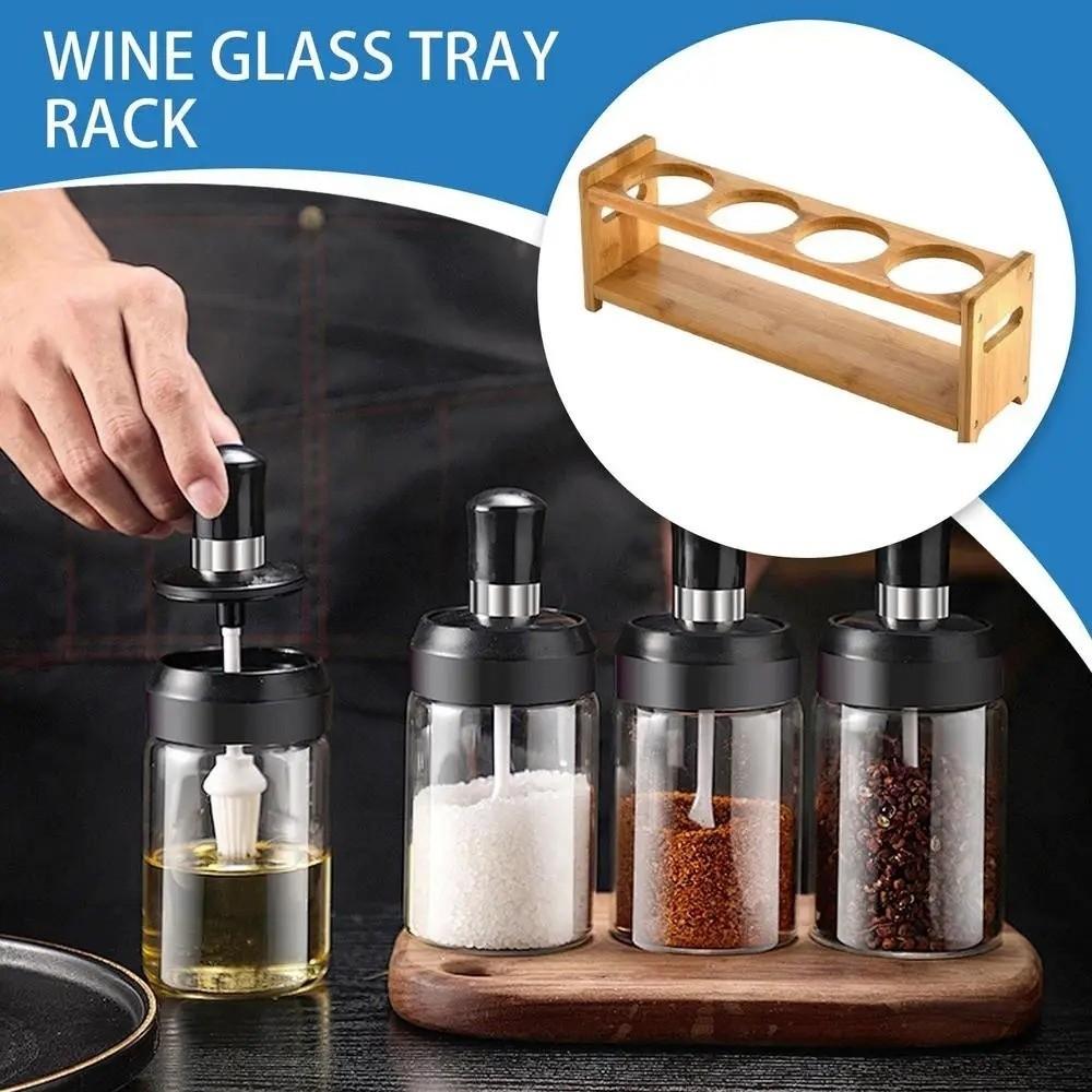 Multi-Compartment Glass Oil Bottle Rack Anti-Slip Kitchen Storage Shelf  Dining Table