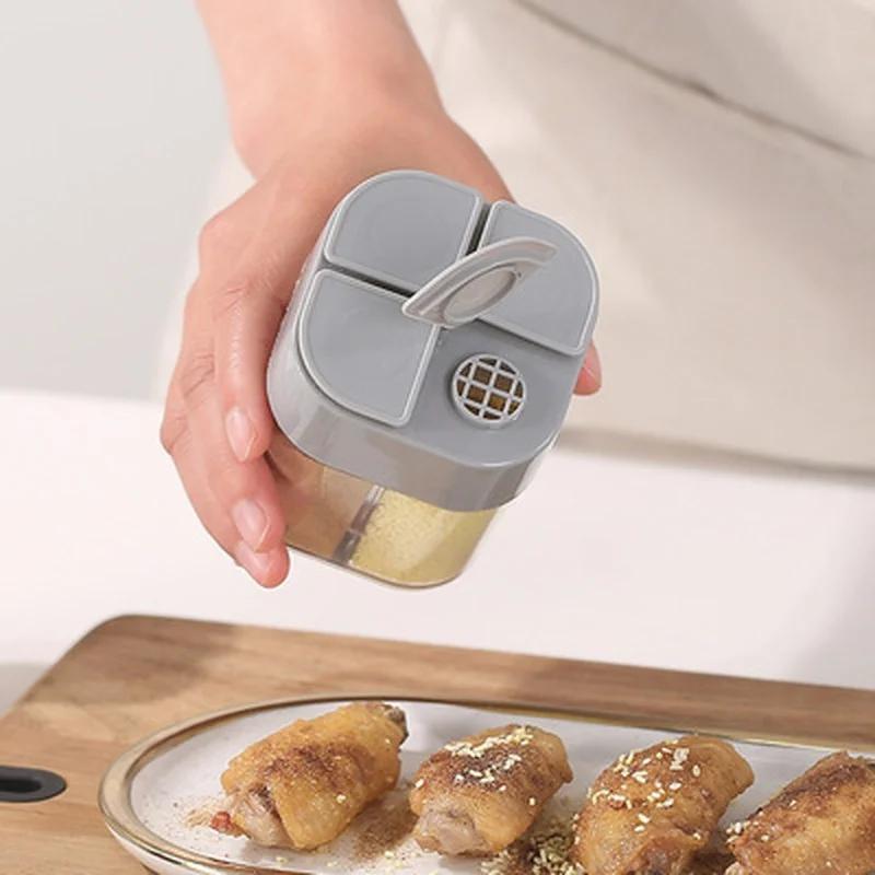 4In1 Spice Salt Pepper Shakers Transparent Seasoning Jar Can Peppers Bottle Barbecue Condiment Kitchen Gadgets with Cover