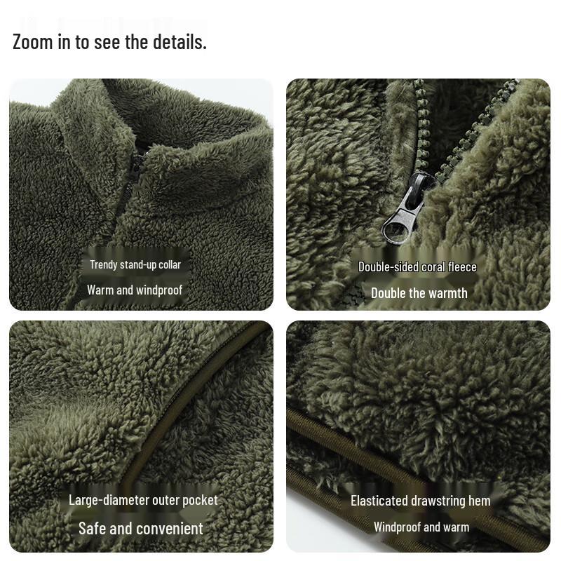 Jeanswest Unisex Plush Fleece Stand-Collar Jacket