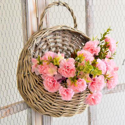 1PC Natürliche Balkon Blume Korb Garten Wicker Wand Montieren Handarbeit Gewebt Langlebig Dekorative