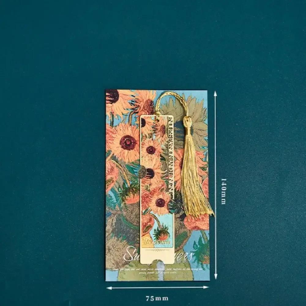Ancient Literature Series Bookmark Creative Retro Painting Metal Hollow Bookmark With Tasse Handheld Hanger Reading Book Clip