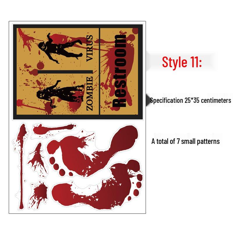 Halloween Blood Handprint & Bat Wall Stickers