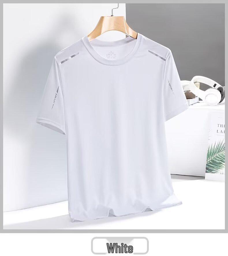 Men's Quick-Dry Ice Silk Mesh T-Shirt - Breathable, Loose-Fit, Casual Short Sleeve Sportswear