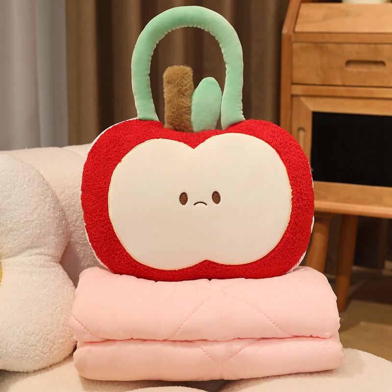 

Small Apple Dual Use Cushion And Blanket With Plush Cover For Office Rest And Car Travel Red Apple