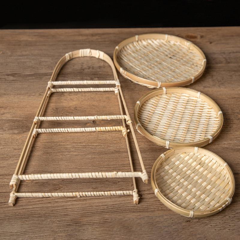 Hand-Woven Bamboo Multi-Layer Tea and Pastry Stand - Fruit and Snack Display Basket