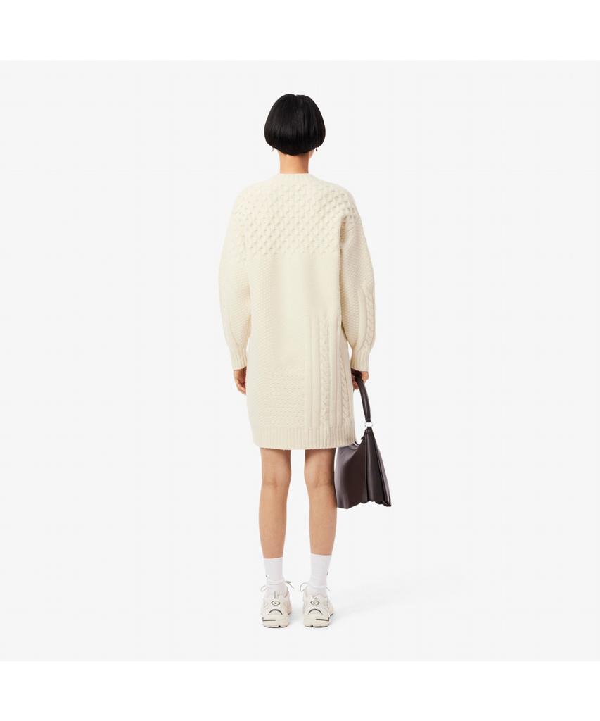 Lacoste Women'S Wool Blend Cable Sweater Dress Ef4173-55N Xfj