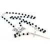 Gothic Punk Cool Rosary Beaded Necklace Ankh Cross Black Beads Bat Necklace