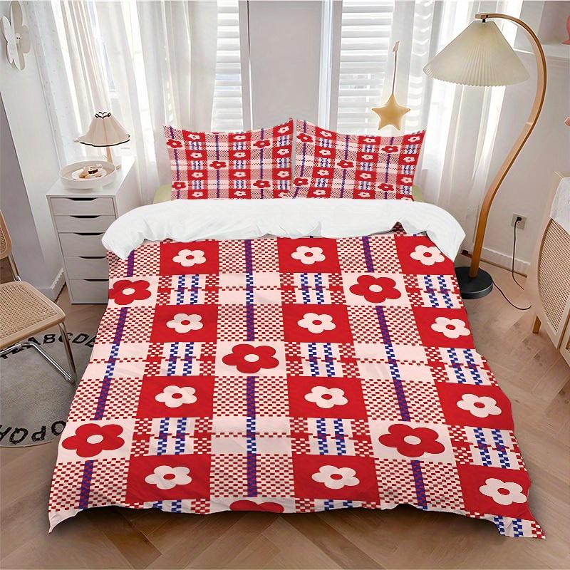 3Pcs Floral Pattern Printed Bedding Set, Breathable And Soft, Machine Washable, Christmas Gift, Suitable for Bedroom Decoration, 15153