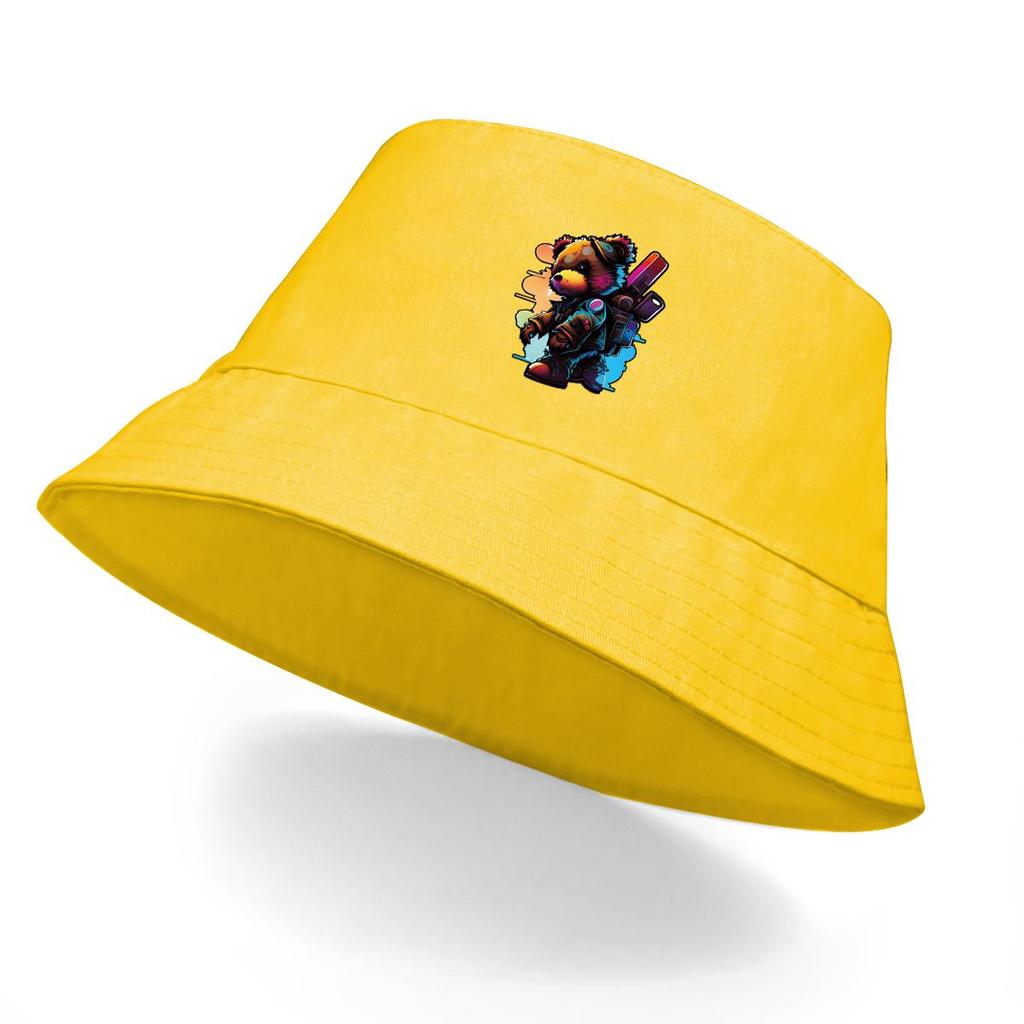Pălărie Bucket cu Imprimeu Colorat cu Urși, Pălărie Cool Animal Fisherman Culoare Solidă de Vară Unisex pentru Plajă
