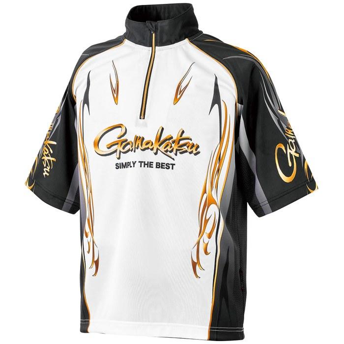 Gamakatsu 2-Way Print Zip Shirt (Short Sleeve) Black/White L GM3815