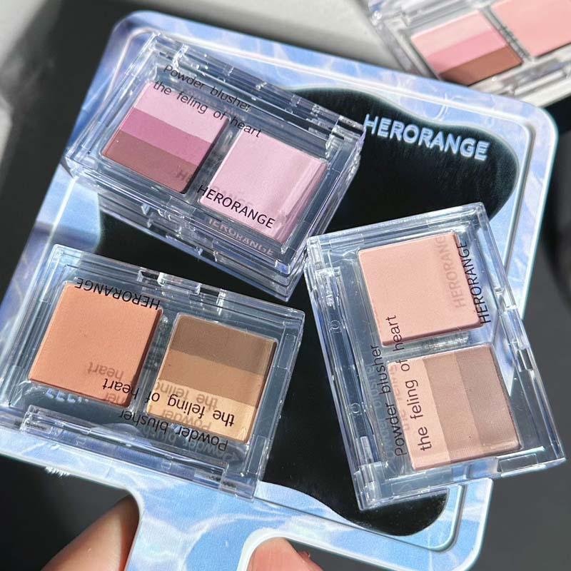 Doppelte Vierfarben-Lidschatten-Palette, matte, perlmuttartige Erdfarbe mit niedriger Sättigung, natürlicher Rouge-Lidschatten mit Farbverlauf