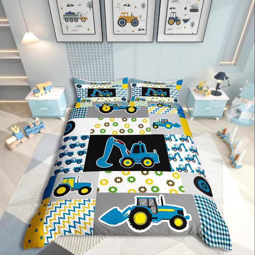 Comforter Homewish Cartoon Truck Car Theme For Kids Bedding Setgeometric Plaid Decor