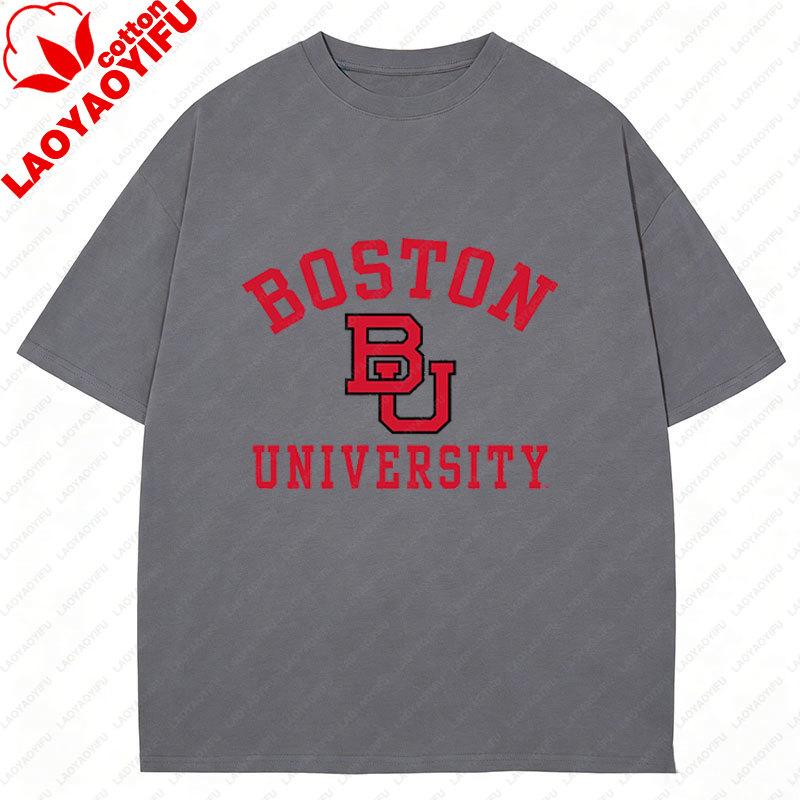 Boston University BU Graphic Unisexs TShirts New Pattern Hot Sale Vintage Clothing Cotton Summer Oversized Camiseta Sports Top