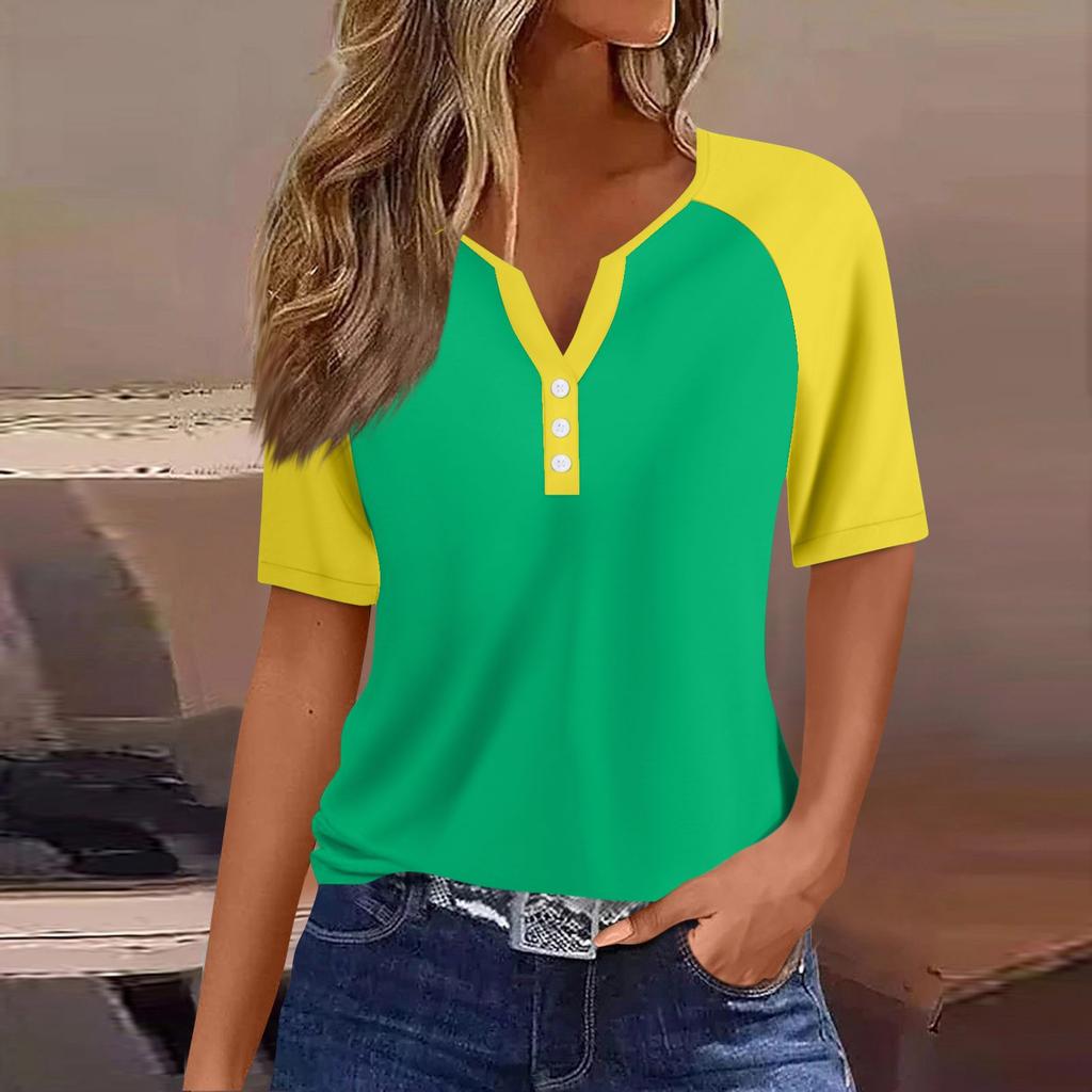 Women's T Shirt Tee Print Button Raglan Sleeve Daily Weekend Fashion Basic V Neck Regular Top