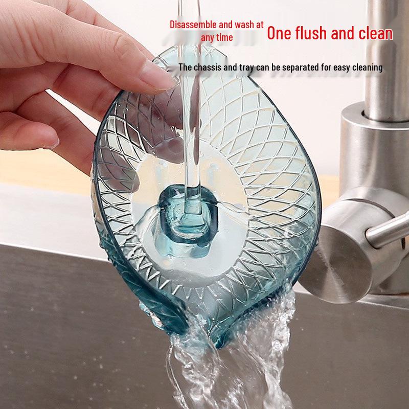 Leaf Design Punch-Free Suction Cup Soap Holder and Drainage Rack