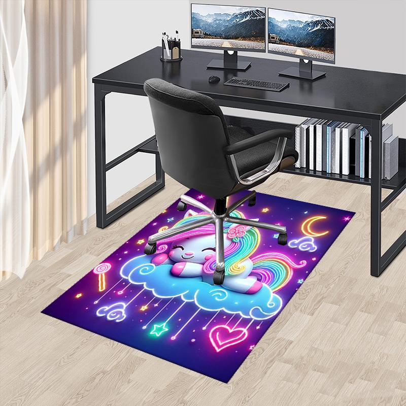 

1pc Rainbow Unicorn Chair Mat - Anime Cartoon Design, Non-Slip Office Rug for Home Decor, Suitable for All Seasons.H055 60cm by 90cm