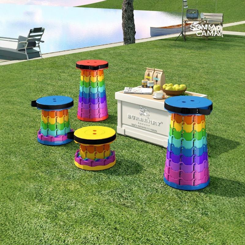 Collapsible Telescopic Outdoor Stool: Portable, Space-Saving, Adjustable for Travel and Fishing.