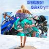 Anime Miku Print Beach Towel, Large Soft Quick Dry Towel for Beach Camping Swimming