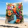 1pc Parrot Tropical Flowers Print Throw Blanket Polyester Fiber, Lightweight Flannel, Soft & Warm, All Season Use for Outdoor, Camping Digital Print