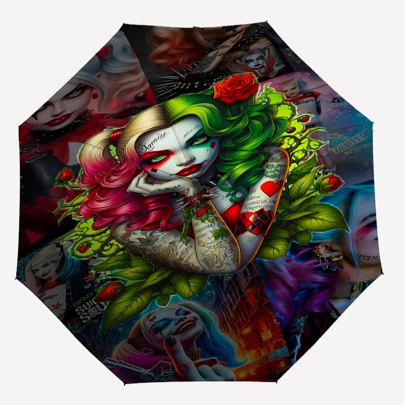 1PC Warner Tattooed Harley Quinn Umbrella-8-Rib Reinforced, Automatic Open, Lightweight & Durable-A19