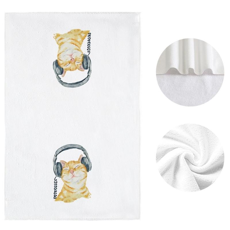 Set of 2 Decorsative Cats Themed Kitchen Towels Quick Drying Dishcloths Hand Towel For Countertop Decors Practical Use