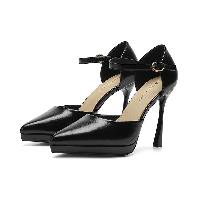 16-High Heels Women's New Pointed Waterproof Table Single Shoes Hollow 1. Thin Heels Women's Shoes