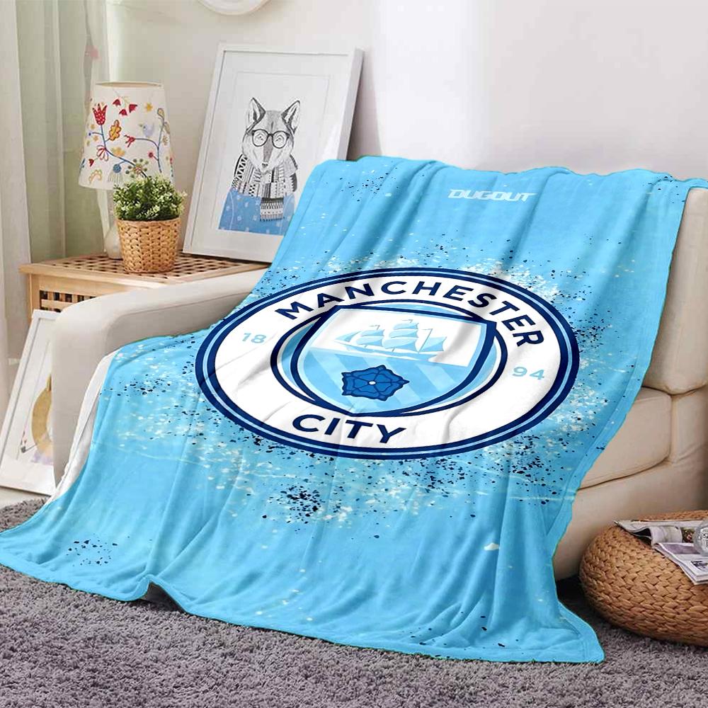 Coperte con Stemma Manchester City Flanella Stampata Traspirante Calda Coperta da Divano per Casa Ufficio Copriletti 0708a20