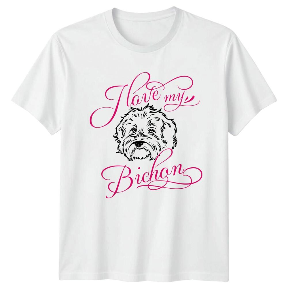 I Love My Bichon Dog Breed Graphic Pet Lover TShirt S