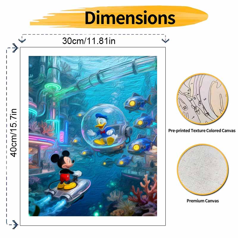 Disney Underwater Adventure Oil Paint Digital Painting Art Kit FillIn Painting Home Decor
