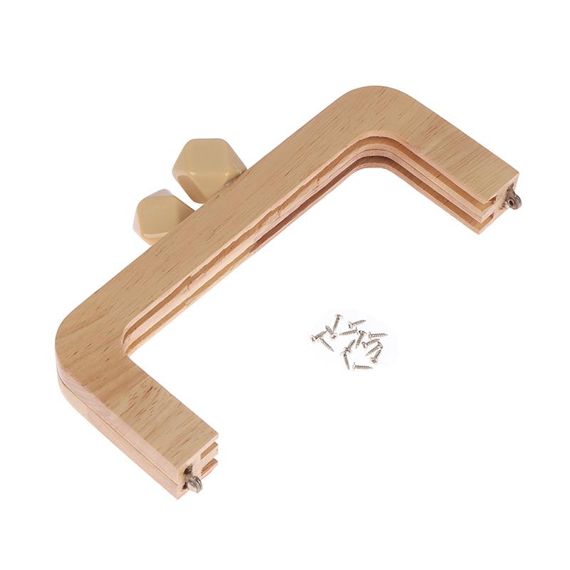 

20 см твердый древесный материал деревянная рамка для сумки винты внутри деревянная ручка рамка для сумки бежевый