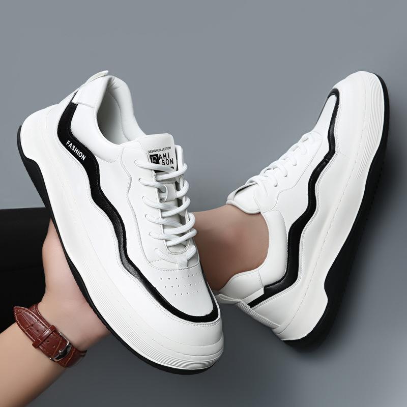 Men's Crooked Head Sports Casual Shoes Leather Board Shoes Men's Trendy Shoes European Station Men's Shoes Boys Korean Version Versatile Shoes