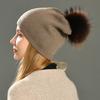 Real Raccoon Fur Pom Pom Knitted Hat Women Beanies Cashmere Winter Hat Female Girl Cotton Skullies Wool Beanie Hat