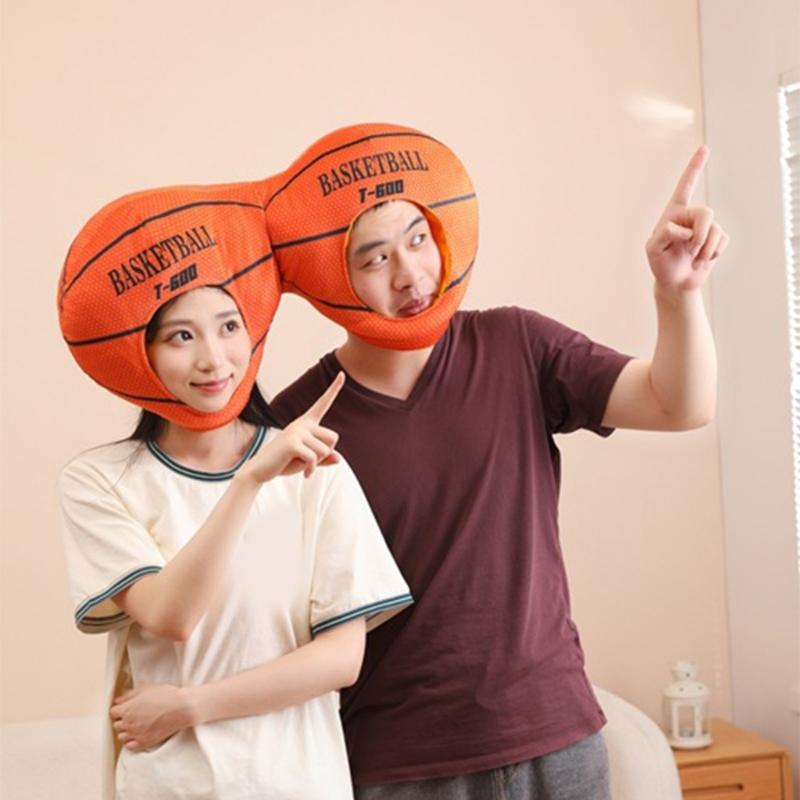 Double Head Basketball Headgear Hat Lovely Photography Props Hat Sport Party and Event Head Accessories for Family Game
