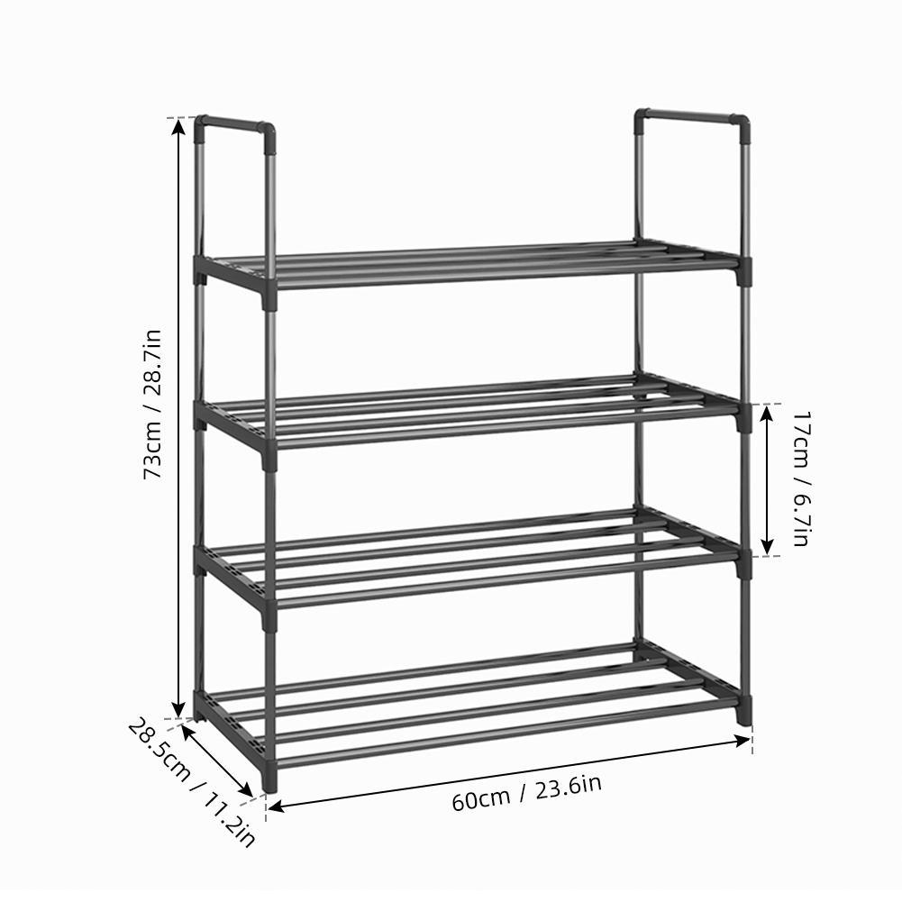 Shoe Rack 4 Tier   6 Tier Shoe Organizer with 4 Shelves   6 Shelves Metal Shoe Storage Stackable for Living Room