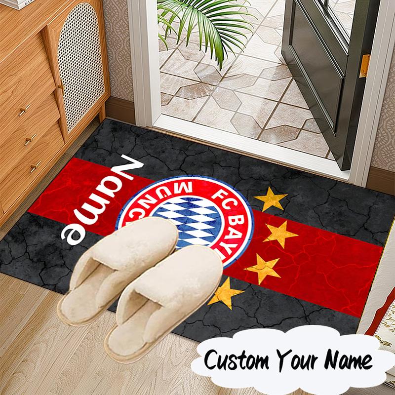Custom Name Bayern Crest Rug for Living Room, Game Rooms, Office, Bedroom, Floor Mat Playful Design, fan gifts Christmas decor