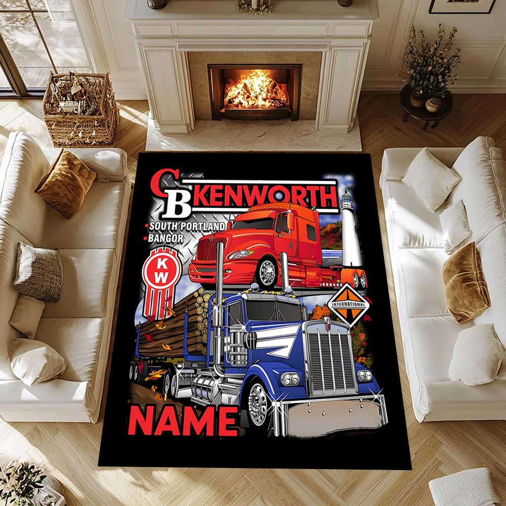 Truck Racing1 Customize your name rug, office chair cushion, home bedroom living room gift.