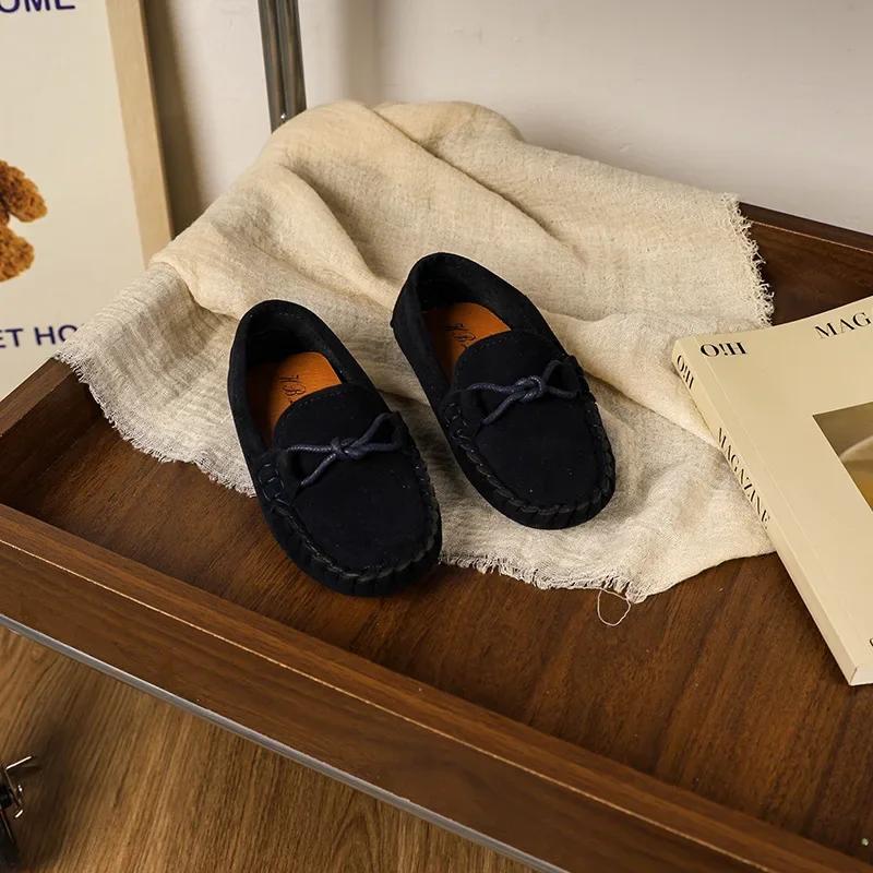 Boy Leather Shoe Simple Versatile Children s Shoe for Girl Fashion Soft Kids Causal Flat Loafers Solid Color Moccasins Versatile 21 темно-синий 2140₽