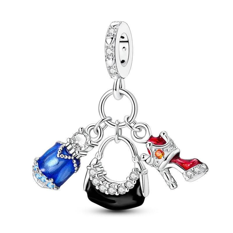 Copper Colorful Charms Bead Sparkling Inlaid Zirconium Pendants Fit Original Bracelets Fashion Jewelry Gift