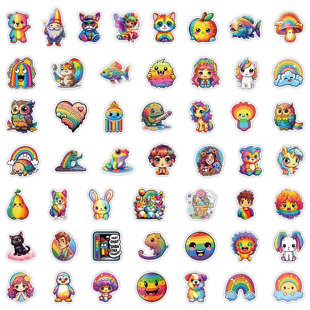 

50PCS Cute Rainbow Graffiti Waterproof Stickers for Water Bottles and Computers