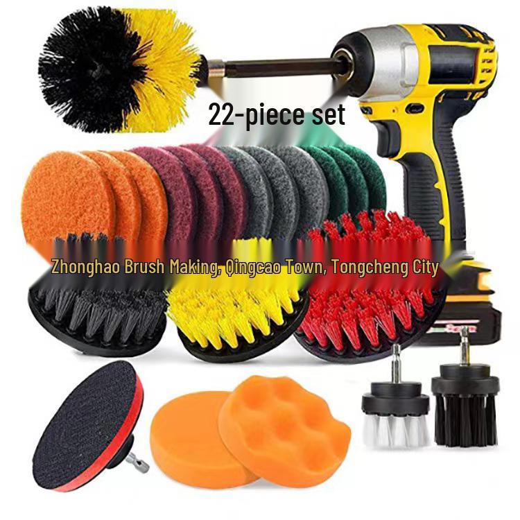 22-Piece Electric Drill Brush Set for Cleaning and Polishing: Stain Removal for Kitchen, Bathroom, and Car.