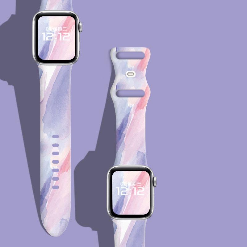 Pentru curele de Crăciun Pentru curea Apple Watch 44mm Ultra 2 49mm 40mm femei Brățară silicon imprimată iWatch Series 9 8 7 6 5 SE 41/45mm