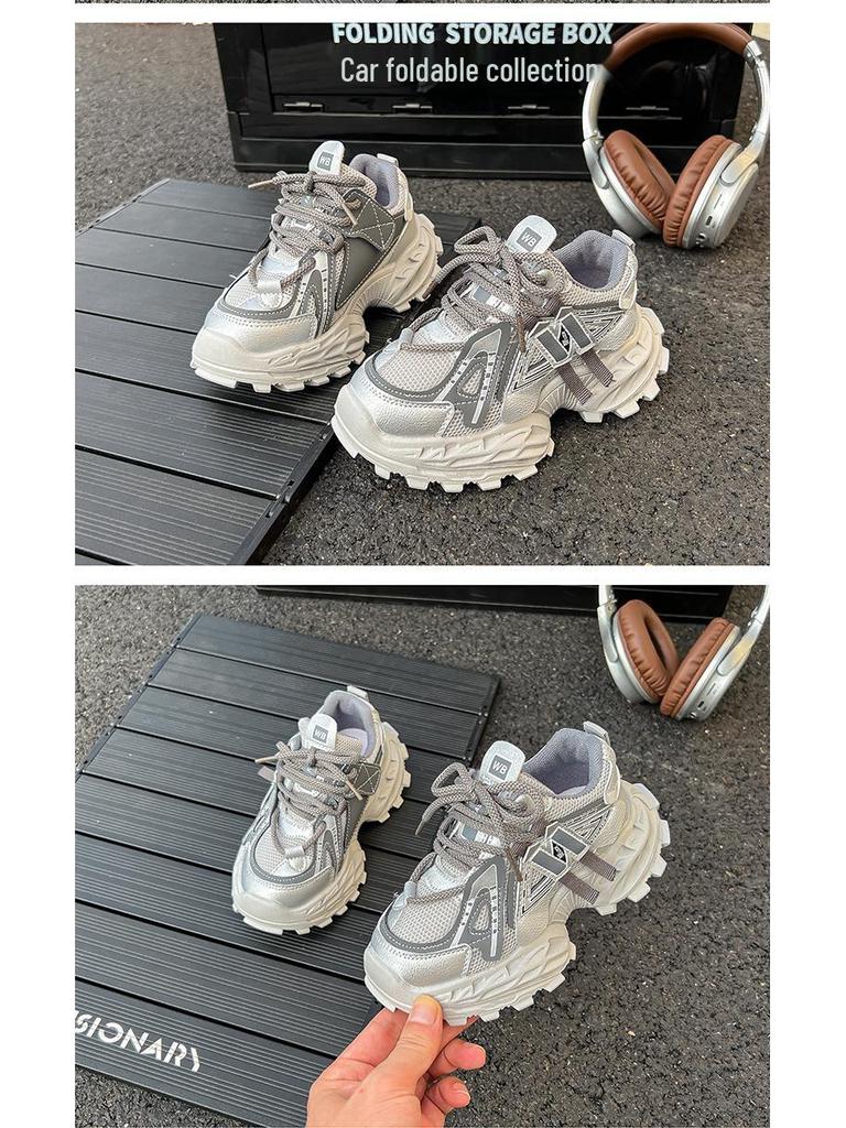 Modne sportowe buty na grubej podeszwie w koreańskim stylu dla dziewcząt i chłopców 2025