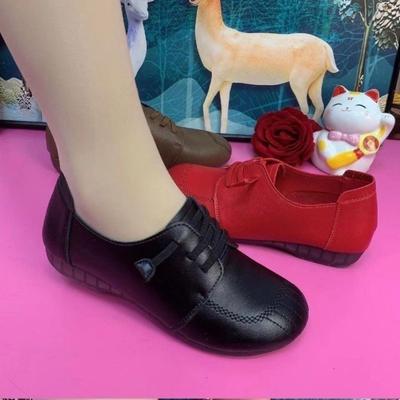 Soft Leather Single Shoes Women's New Autumn Mother Shoes Soft Sole Soft Surface Non-slip Women's Shoes Versatile Medium and Old Single Shoes