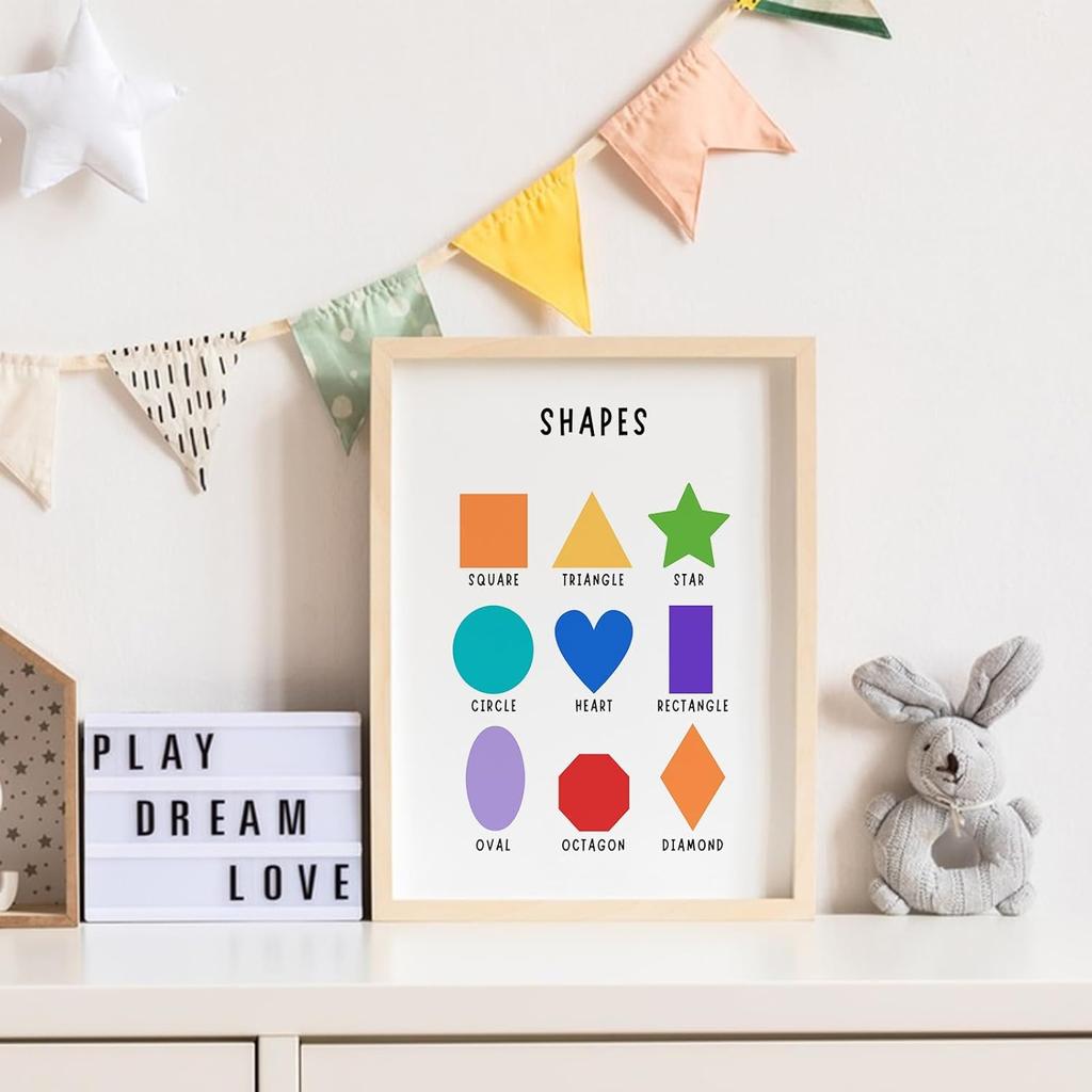 6 Learning Posters for Toddlers & Kids – 11"×14 "Alphabet, Numbers, Colours, Shapes, Days of the Week & Months – Educational Wall Charts for