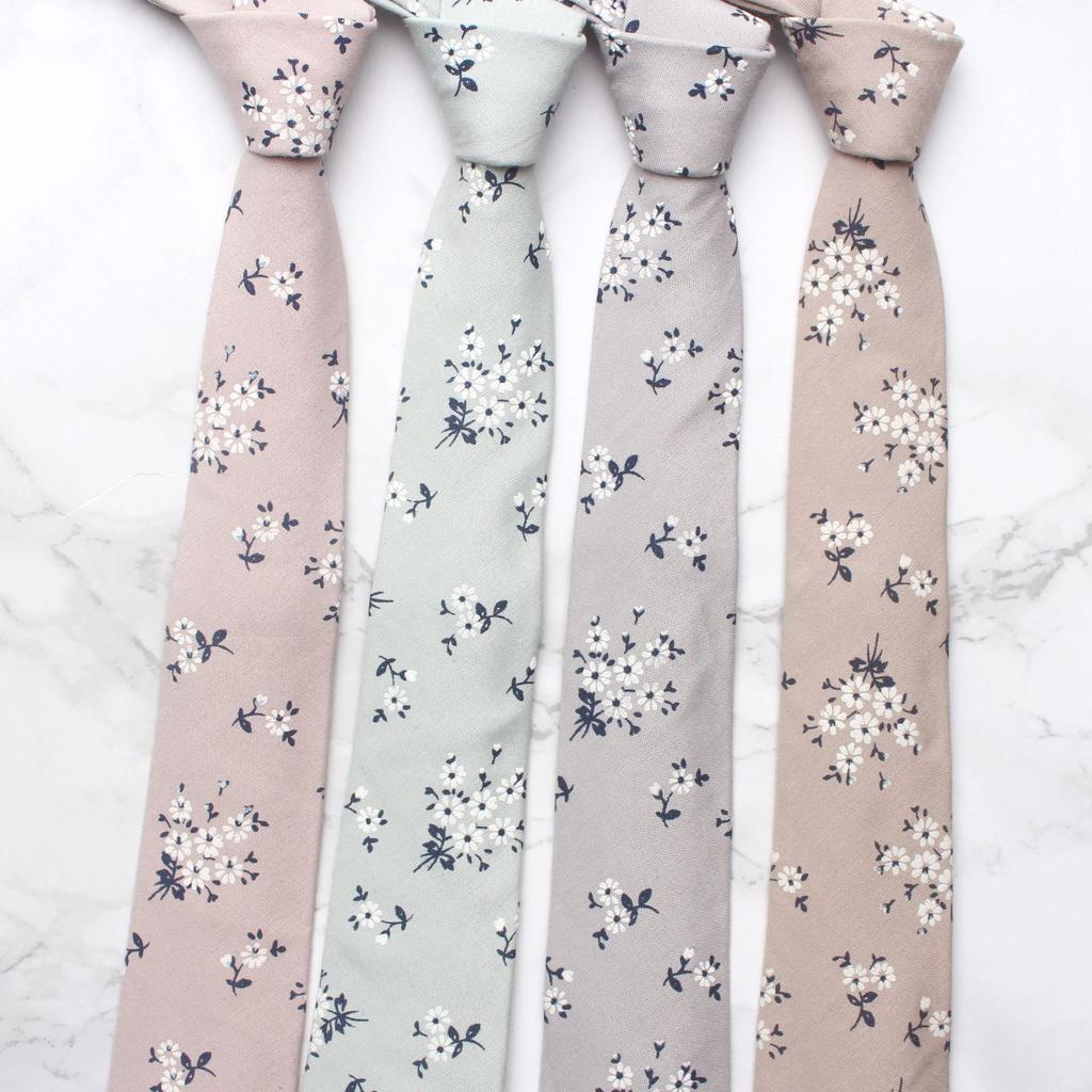 Men'S Cotton Printed Casual Tie, Floral Wedding Groom Dress Tie 7Cm Tie Men