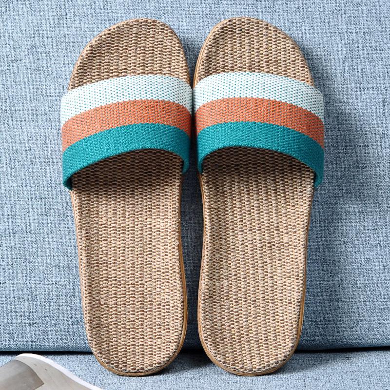 Cotton and Linen Non-Slip Home Slippers for Men and Women – Indoor Summer Slippers with Thick Bottom for Wooden Floors.